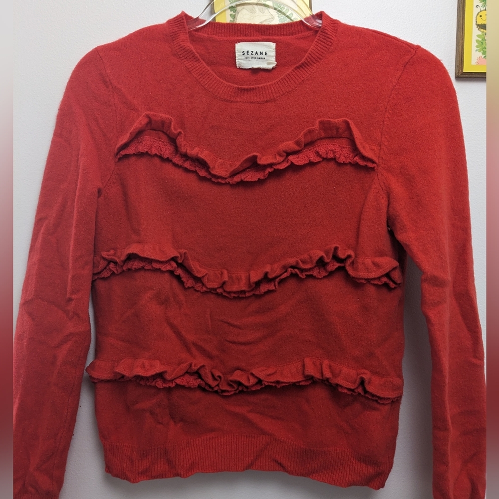 Sezane sweater bright poppy red xs/sm